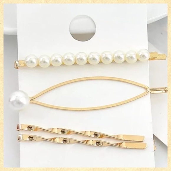 ✨LARGE 4 PIECE SET✨HAIR PINS-PEARL AND GOLD‎ - Picture 3 of 3